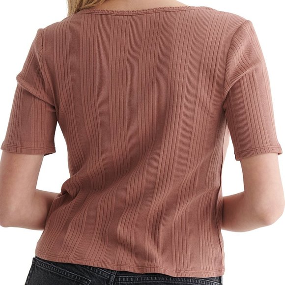Lucky Brand Short Sleeve Slim Notch Neck T- Cognac - Picture 2 of 4